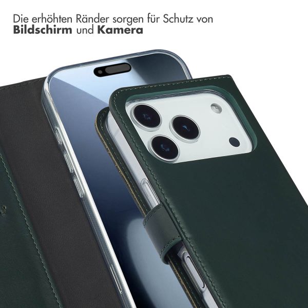 Selencia Echtleder Klapphülle Apple iPhone 17 Pro - Grün