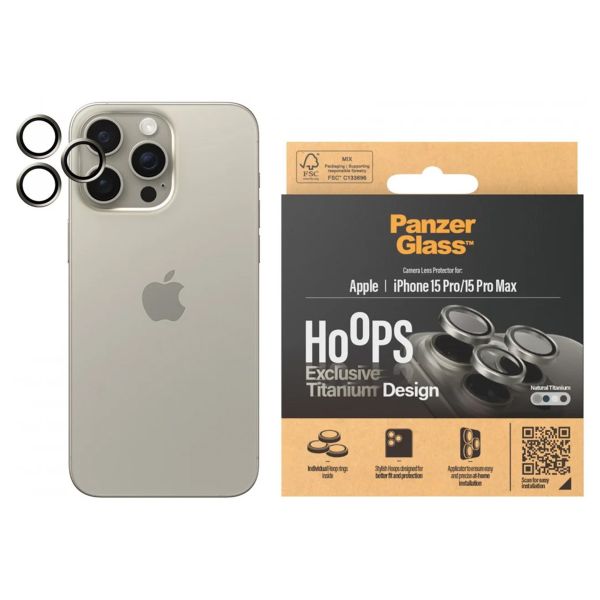 PanzerGlass Hoops Optic Rings Kameraschutz Apple iPhone 15 Pro / 15 Pro Max - Natural Titanium