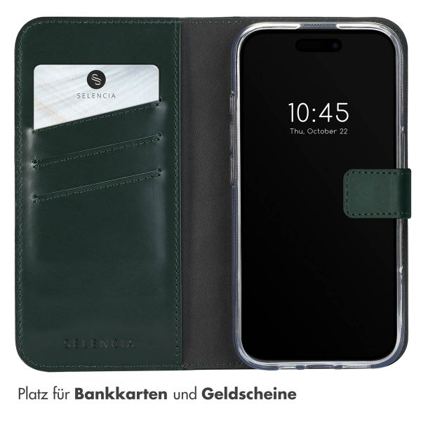 Selencia Echtleder Klapphülle Apple iPhone 16 - Grün