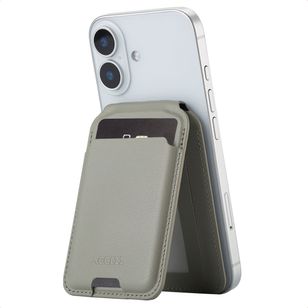 Accezz Leder-Wallet mit Standfunktion - Geeignet für MagSafe und Qi2 - Light Grey