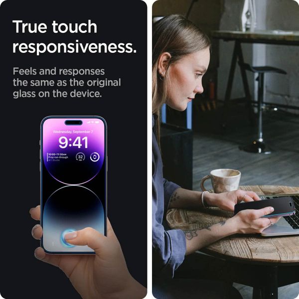Spigen GLAStR Privacy EZ Fit Displayschutzfolie + Applicator - 2er-Pack Apple iPhone 14 Pro Max