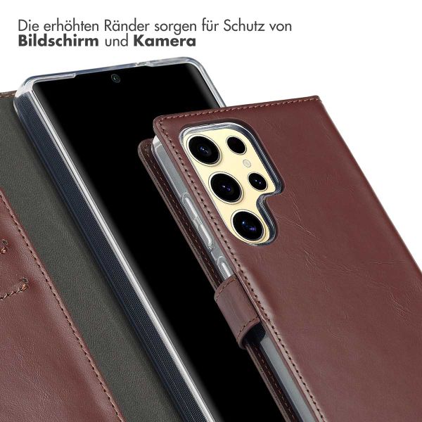 Selencia Echtleder Klapphülle Samsung Galaxy S25 Ultra - Dunkelbraun