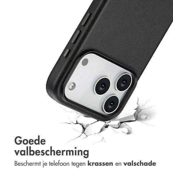 Accezz Echtleder Hülle + MagSafe Wallet Apple iPhone 17 Pro - Onyx Black