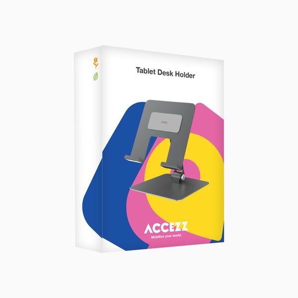 Accezz Faltbarer Tablet-Ständer für den Schreibtisch - Halterung für Tablet / 13 Zoll Laptop - Silber