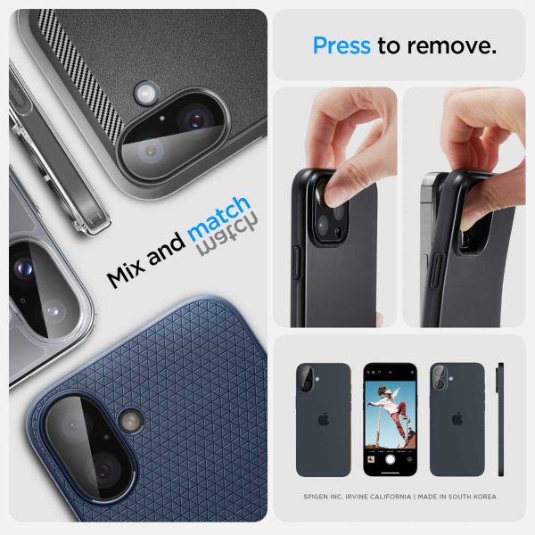 Spigen GLAStR Optik Camera Lens Protector - Kamerainsel-Schutz (2er-Pack) Apple iPhone 16 / 16 Plus - Schwarz