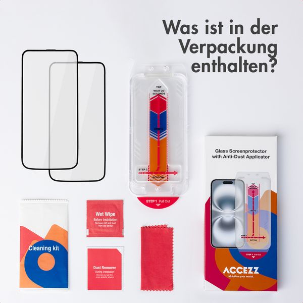 Accezz Gehärtetes Glas Displayschutz mit Applikator - 2-Pack Apple iPhone 17 Pro Max