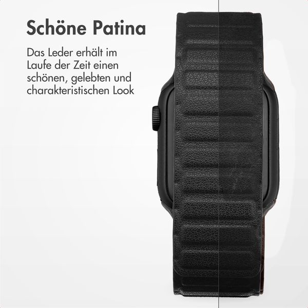 Accezz Magnetisches Echtlederarmband für Apple Watch | 44/45/46/49 mm - Schwarz