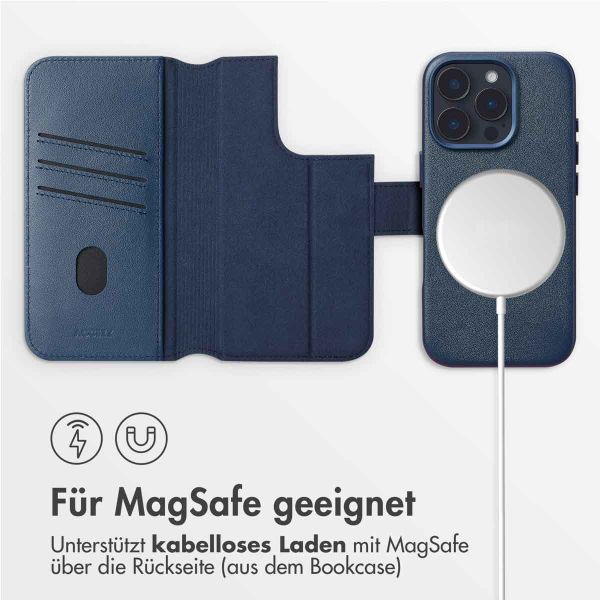 Accezz 2-in-1 Klapphülle aus Leder mit MagSafe Apple iPhone 16 Pro - Nightfall Blue