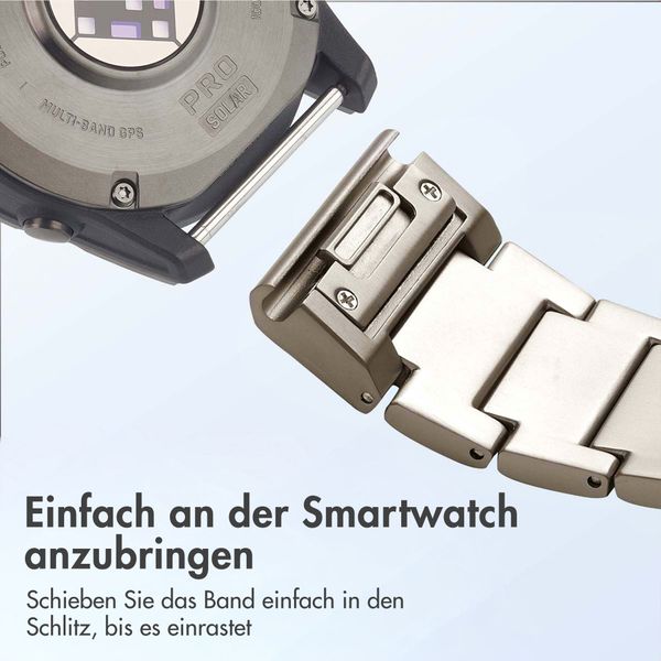 Accezz Mattes Titanstahlarmband -   Garmin 26 mm Anschluss - Titanium