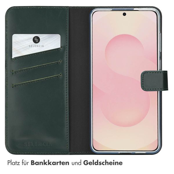 Selencia Echtleder Klapphülle Samsung Galaxy S25 Edge - Grün