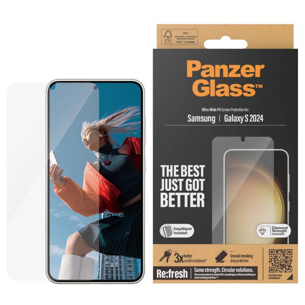 PanzerGlass Refresh Ultra-Wide Fit Anti-Bacterial Screenprotector inkl. Applikator Samsung Galaxy S24