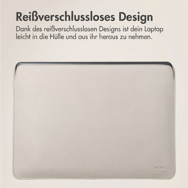 Accezz Leder Laptop Hülle 16 Zoll - Laptop Sleeve - Beige