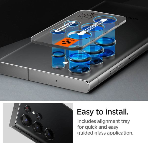 Spigen Optik Pro EZ Fit Lens Protector 2er-Pack Samsung Galaxy S23 Ultra - Schwarz