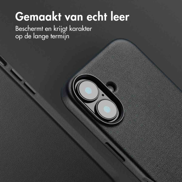 Accezz Echtleder Hülle + MagSafe Wallet Apple iPhone 16 - Onyx Black