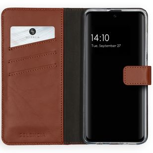 Selencia Echtleder Klapphülle Samsung Galaxy A51 - Hellbraun