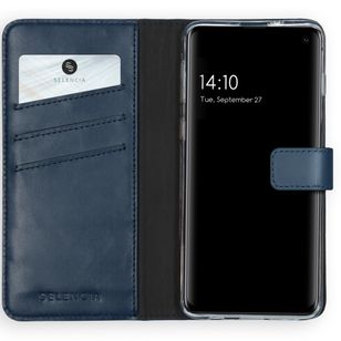 Selencia Echtleder Klapphülle Samsung Galaxy S10 - Blau
