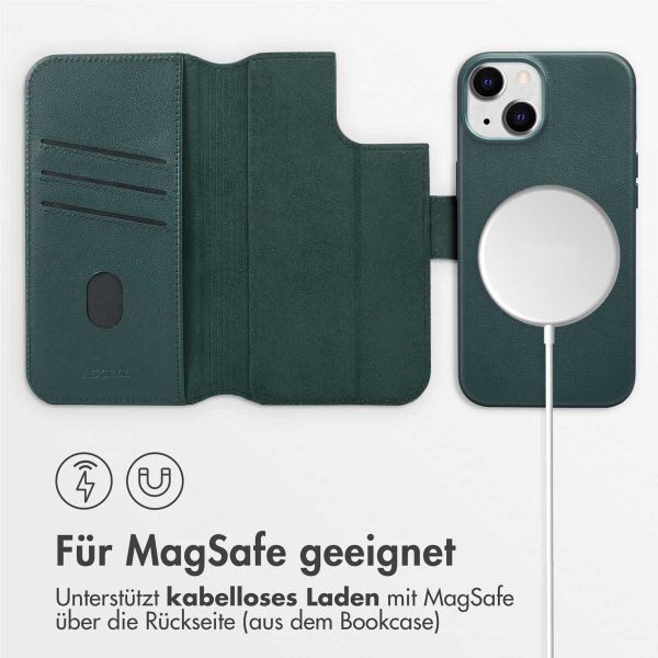 Accezz 2-in-1 Klapphülle aus Leder mit MagSafe Apple iPhone 14 - Cedar Green