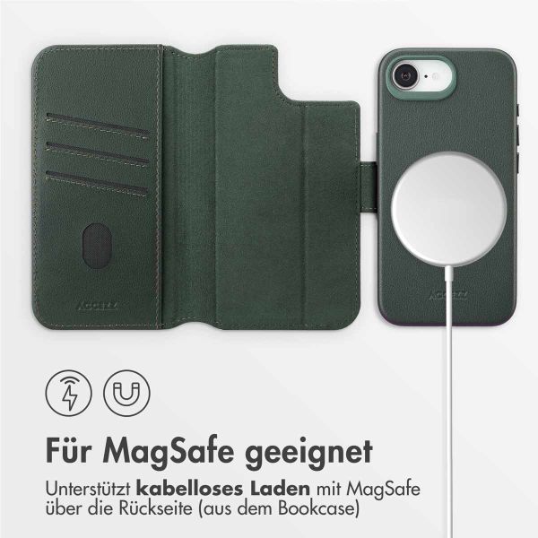 Accezz 2-in-1 Klapphülle aus Leder mit MagSafe Apple iPhone 17e / 16e - Cedar Green