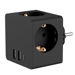 Accezz PowerCube | 6-in-1 - 1x USB-C + 2x USB-A + 3x Steckdose - 4000 Watt - Schwarz