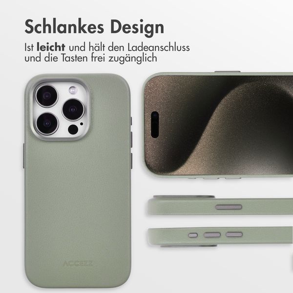Accezz MagSafe Leather Backcover Apple iPhone 15 Pro - Light Grey