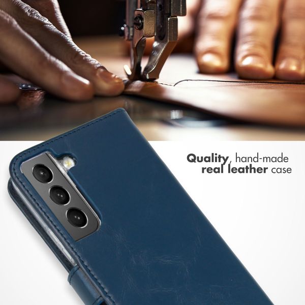 Selencia Echtleder Klapphülle Samsung Galaxy S22 - Blau