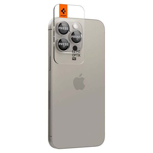 Spigen Optik Pro EZ Fit Lens Protector 2er-Pack Apple iPhone 16 Pro (Max) / 15 Pro (Max) - Titanium