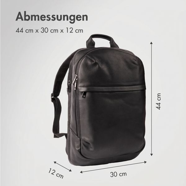 Accezz Leather Laptop Rucksack 16 Zoll - Schwarz