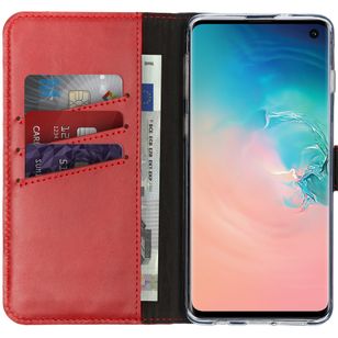 Selencia Echtleder Klapphülle Samsung Galaxy S10 - Rot