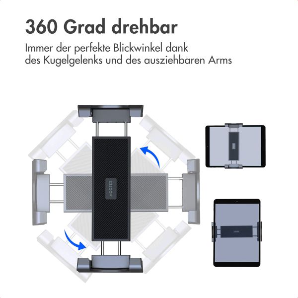 Accezz Tablet halterung Auto - Armaturenbrett und Windschutzscheibe - Verstellbar - Universal - Schwarz