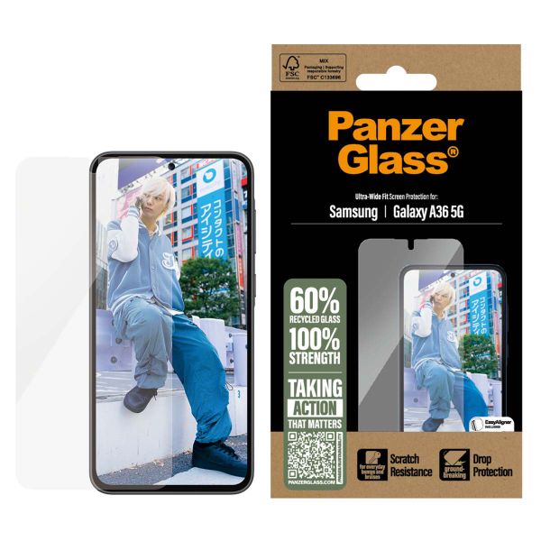 PanzerGlass Ultra-Wide Fit Antibakterieller Displayschutz mit Applikator Samsung Galaxy A36
