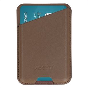 Accezz Magnetischer Lederkartenhalter - Geeignet für Apple Find My - Coffee Brown