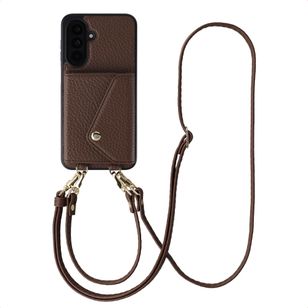 Selencia Sera HandyHülle mit Kordel und Umschlag-Kartenhalter Samsung Galaxy A18 / A17 / A26 - Chocolate Brown