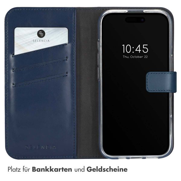 Selencia Echtleder Klapphülle Apple iPhone 16 - Blau