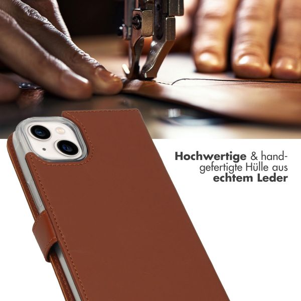Selencia Echtleder Klapphülle Apple iPhone 14 Plus - Hellbraun