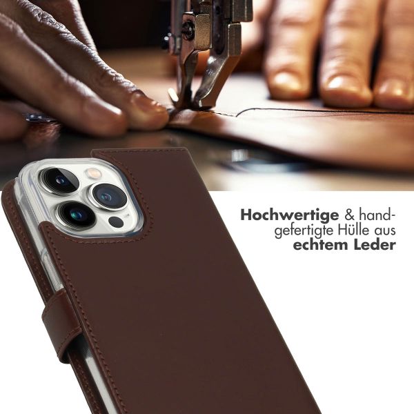 Selencia Echtleder Klapphülle Apple iPhone 14 Pro Max - Braun