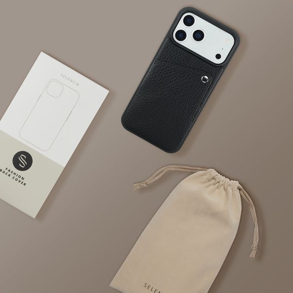 Selencia Riva Back Cover mit Kartenfach Apple iPhone 17 Pro - Schwarz