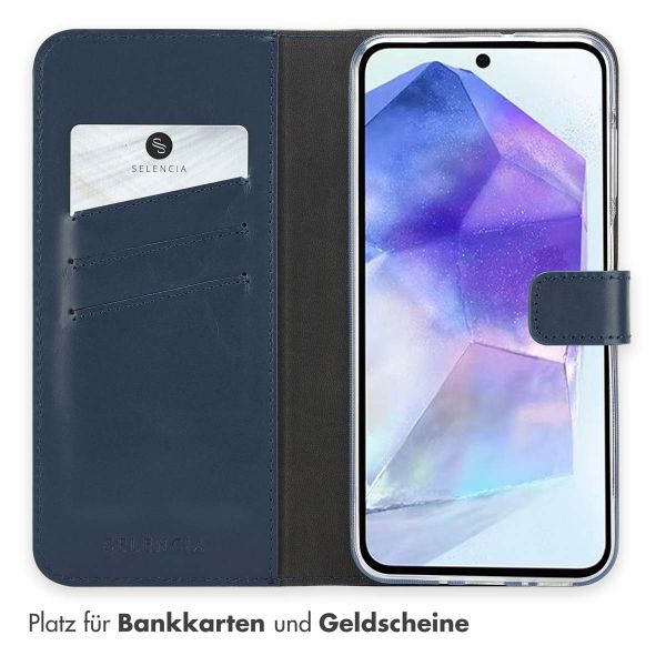 Selencia Echtleder Klapphülle Samsung Galaxy A26 - Blau