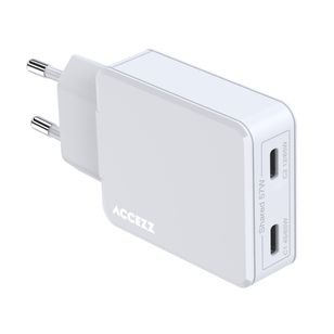 Accezz Ultra Slim GaN Ladegerät - 2x USB-C - 65 W - Weiß