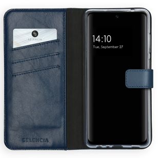 Selencia Echtleder Klapphülle Samsung Galaxy A72 - Blau