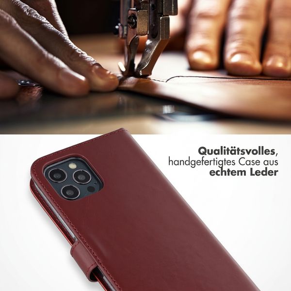 Selencia Echtleder Klapphülle Apple iPhone 12 (Pro) - Burgundy