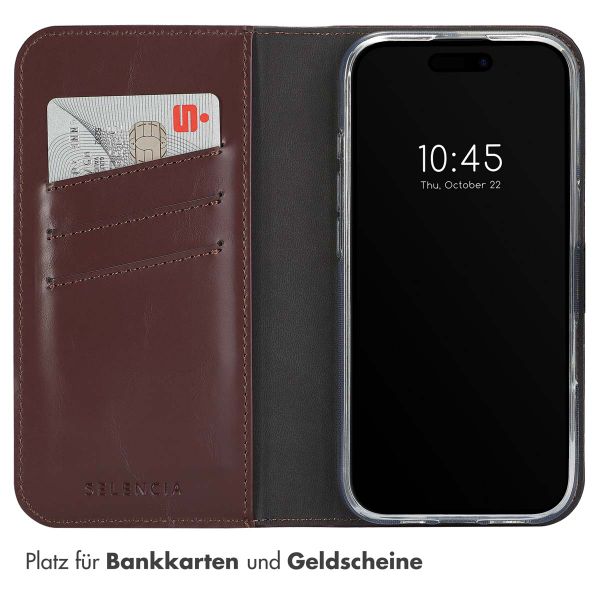 Selencia Echtleder Klapphülle Apple iPhone 16 Pro Max - Braun
