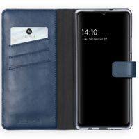 Selencia Echtleder Klapphülle Samsung Galaxy A42 - Blau