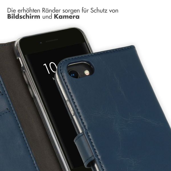 Selencia Echtleder Klapphülle Apple iPhone SE (2022 / 2020) / 8 / 7 / 6(s) - Blau