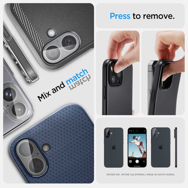 Spigen GLAStR Optik Camera Lens Protector - Kamerainsel-Schutz (2er-Pack) Apple iPhone 16 / 16 Plus - Transparent