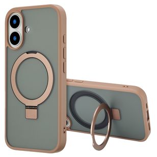 Accezz Ring Stand Backcover mit MagSafe Apple iPhone 16 - Braun