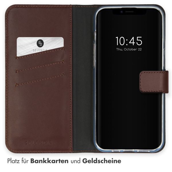 Selencia Echtleder Klapphülle Apple iPhone 15 - Braun