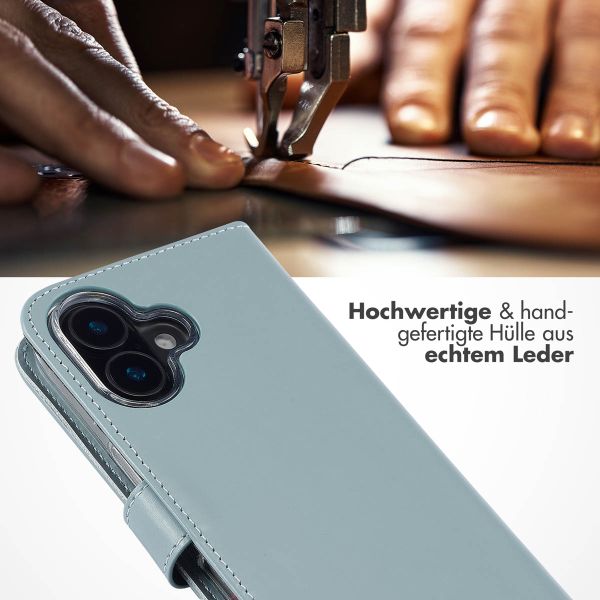 Selencia Echtleder Klapphülle Apple iPhone 16 Plus - Air Blue
