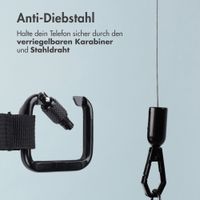 Accezz Ausziehbares Kabel mit Telefonpad und Karabinerhaken - Schwarz