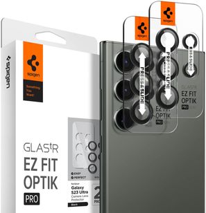 Spigen Optik Pro EZ Fit Lens Protector - Kameralinsenschutz (2er-Pack) für das Samsung Galaxy S23 Ultra - Schwarz