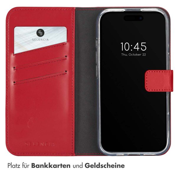Selencia Echtleder Klapphülle Apple iPhone 16 - Rot